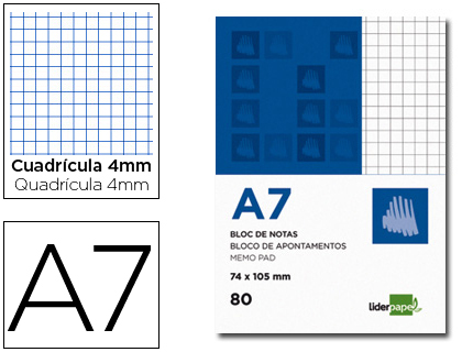 Bloc notas Liderpapel A7 80h 60g/m² c/4mm.